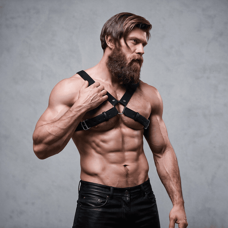 Fetish Submissive Attitude - Harnais de poitrine croisé bulldog réglable en éco-cuir pour hommes, photo 2