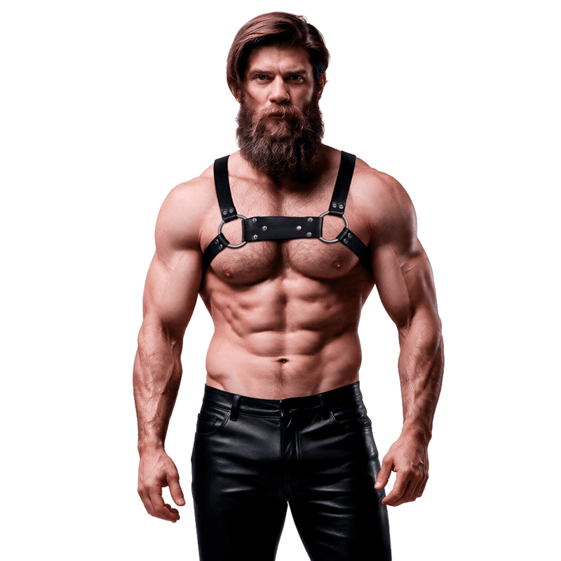 FETISH SUBMISSIVE ATTITUDE - HARNAIS DE POITRINE BULLDOG EN CUIR ÉCOLOGIQUE POUR HOMMES TAILLE M/L