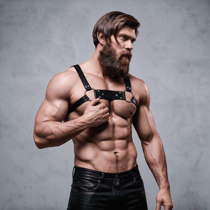 FETISH SUBMISSIVE ATTITUDE - HARNAIS DE POITRINE BULLDOG EN CUIR ÉCOLOGIQUE POUR HOMMES TAILLE M/L, photo 3