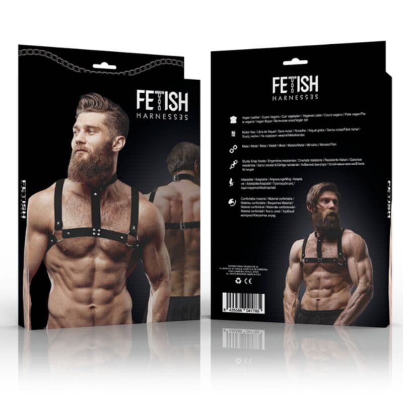 FETISH SUBMISSIVE ATTITUDE - HARNAIS DE POITRINE BULLDOG EN CUIR ÉCOLOGIQUE POUR HOMMES TAILLE M/L, photo 6
