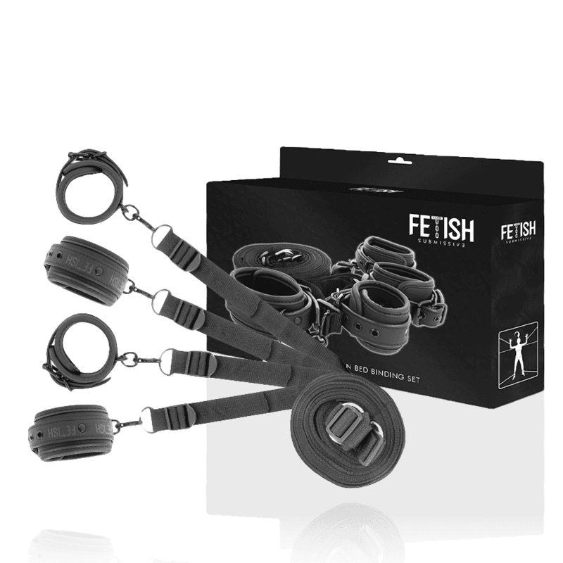 Fetish Submissive Ensemble de menottes et liens de lit avec doublure néoprène, photo 10