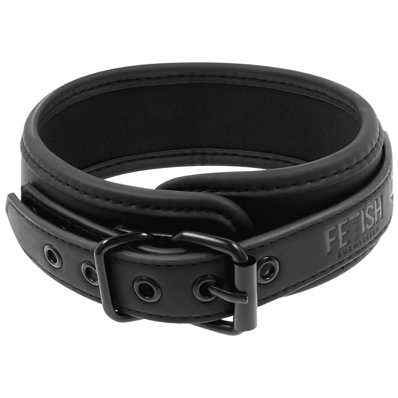 Fetish Submissive Collier avec chaîne et doublure en néoprène Noir, photo 4