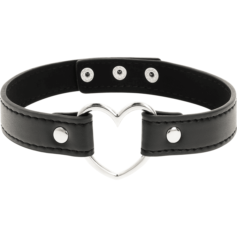 Coquette Chic Desire Collier ras-de-cou cœur en cuir végan noir, photo 3