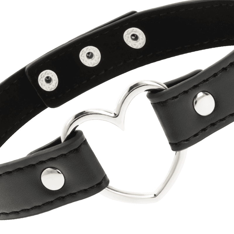 Coquette Chic Desire Collier ras-de-cou cœur en cuir végan noir, photo 4