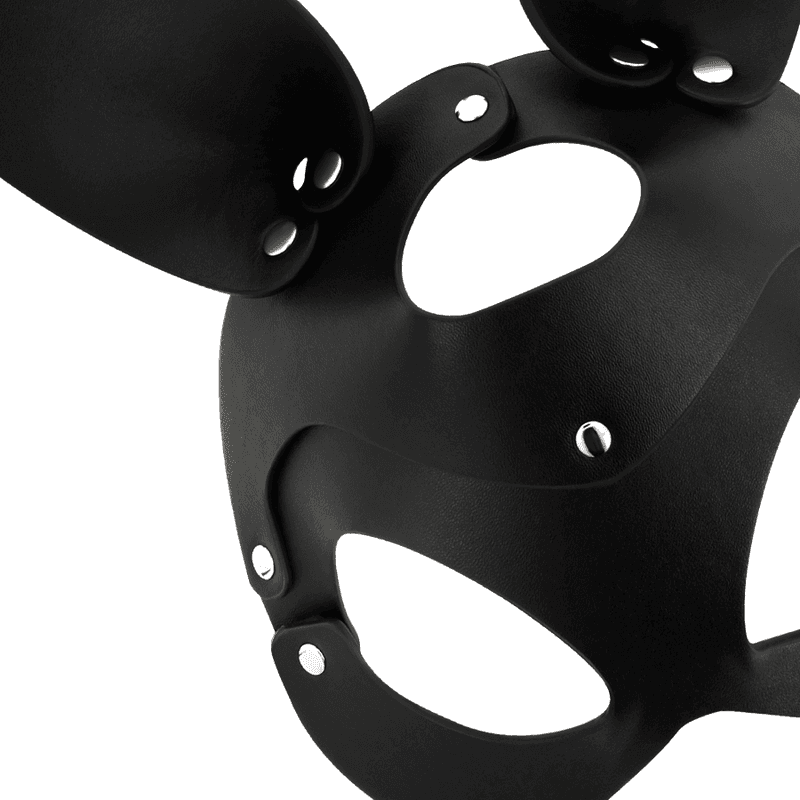 Coquette Chic Desire Masque en cuir vegan avec oreilles de lapin - Noir, photo 4