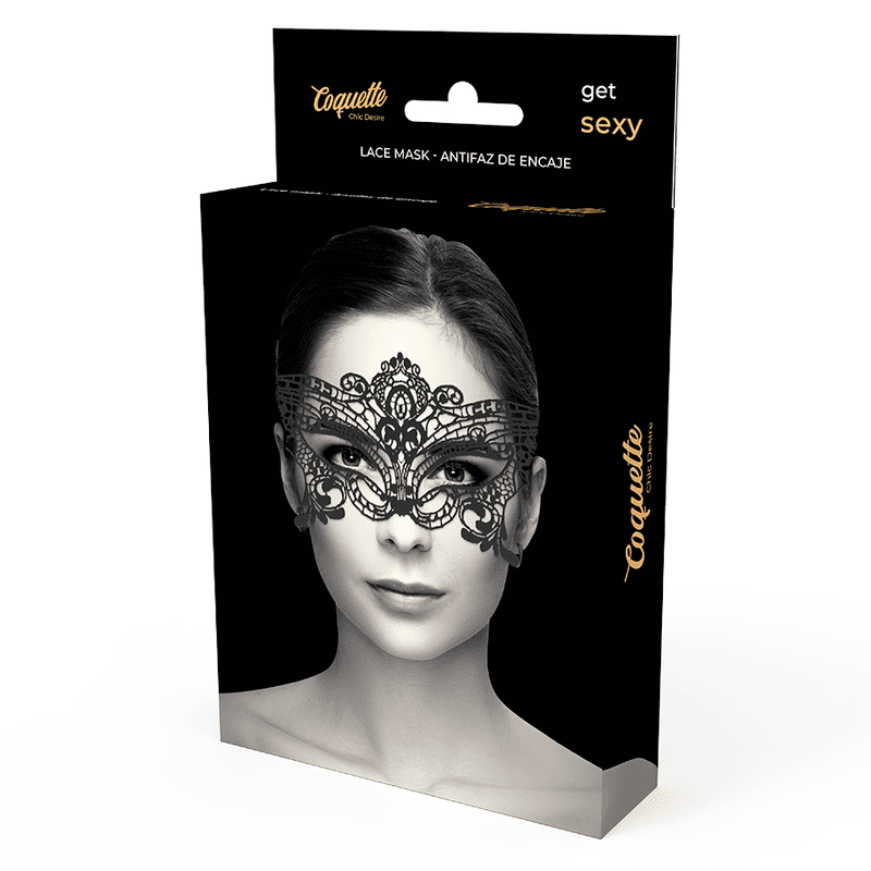 Coquette Chic Desire - Masque large en dentelle noire, photo 3