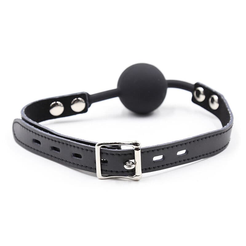 Ohmama Fetish Bâillon balle en silicone avec sangle et cadenas - Noir, photo 4