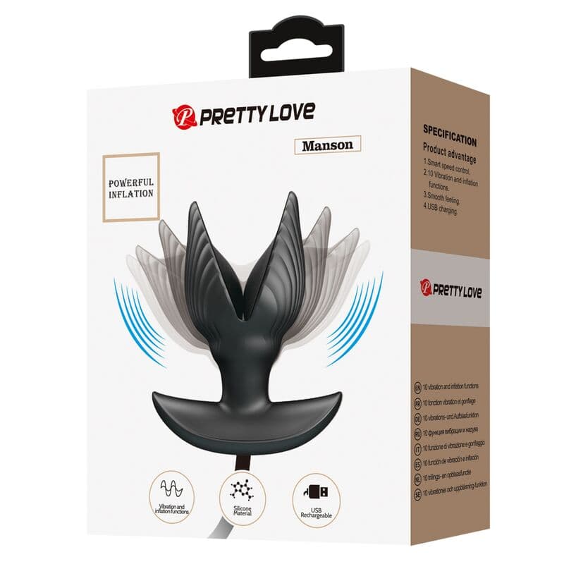 Pretty Love Manson - Plug anal gonflable et vibrant rechargeable, photo 9