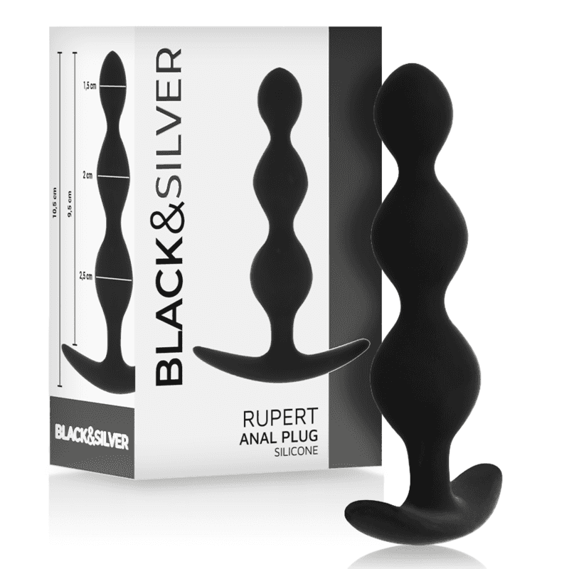 Black&Silver Rupert Chaîne à billes anales 10 cm Noir et argent