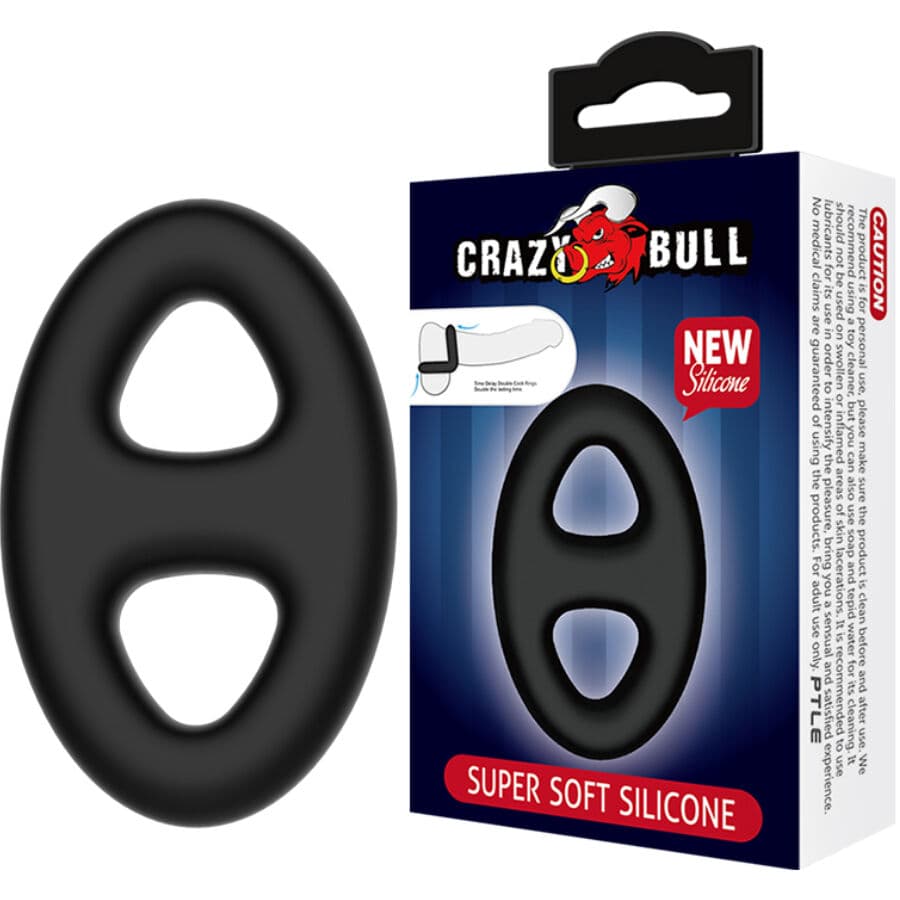 Crazy Bull Bague en silicone double ovale Noir