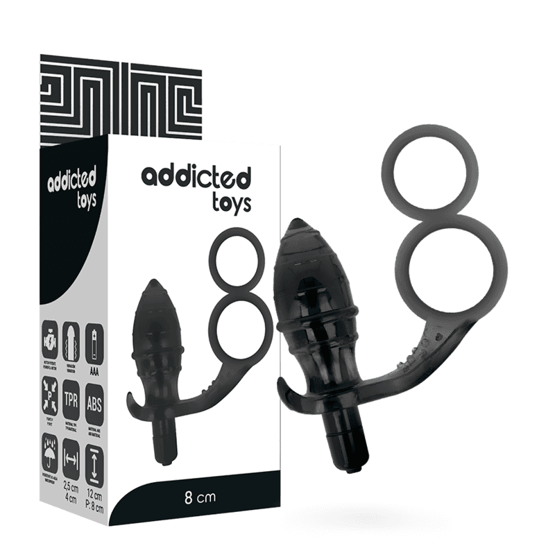 Addicted Toys - Plug anal vibrant avec double anneau - Noir