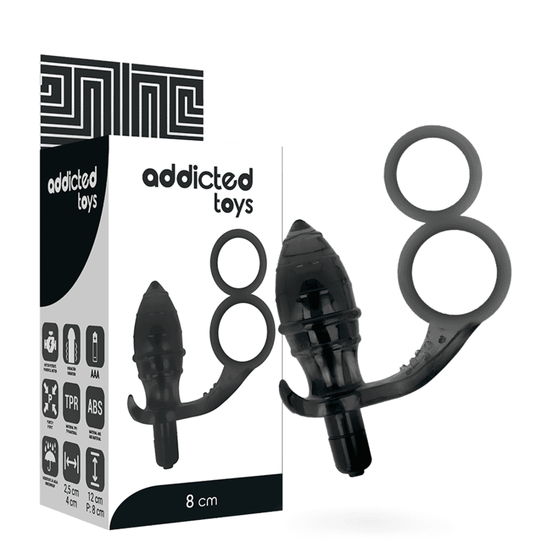 Addicted Toys - Plug anal vibrant avec double anneau - Noir