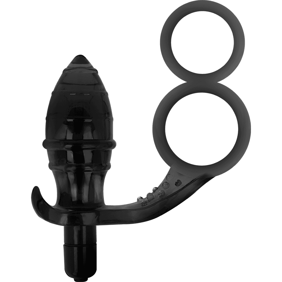 Addicted Toys - Plug anal vibrant avec double anneau - Noir, photo 2