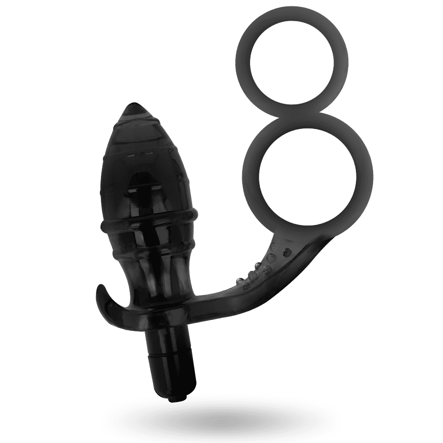 Addicted Toys - Plug anal vibrant avec double anneau - Noir, photo 4