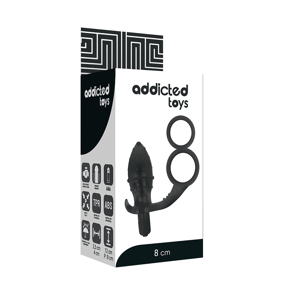Addicted Toys - Plug anal vibrant avec double anneau - Noir, photo 5