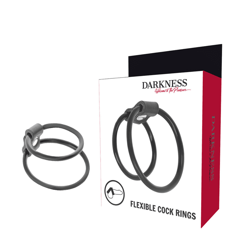 Darkness Duo Rings - Double anneau pénien et testiculaire en TPR noir