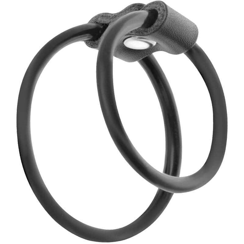 Darkness Duo Rings - Double anneau pénien et testiculaire en TPR noir, photo 2