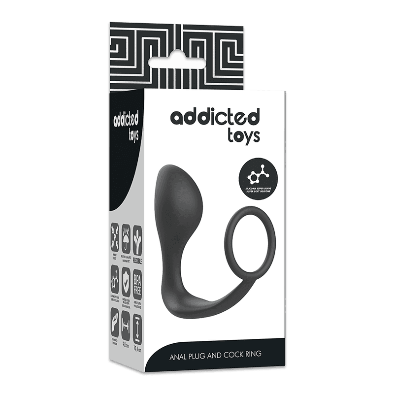 Addicted Toys - Plug anal avec anneau en silicone noir, photo 6