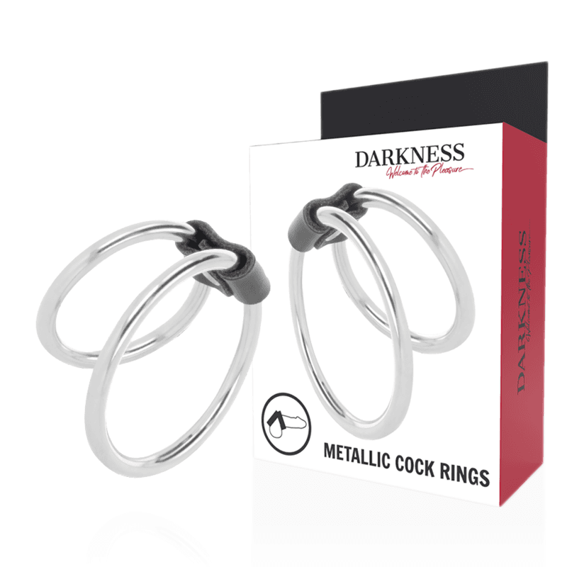 Darkness - Double anneau pénien en métal argenté