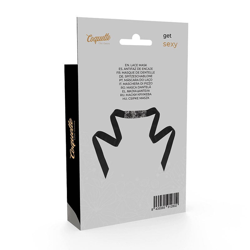 Coquette Chic Desire Masque en dentelle noire avec ruban, photo 6