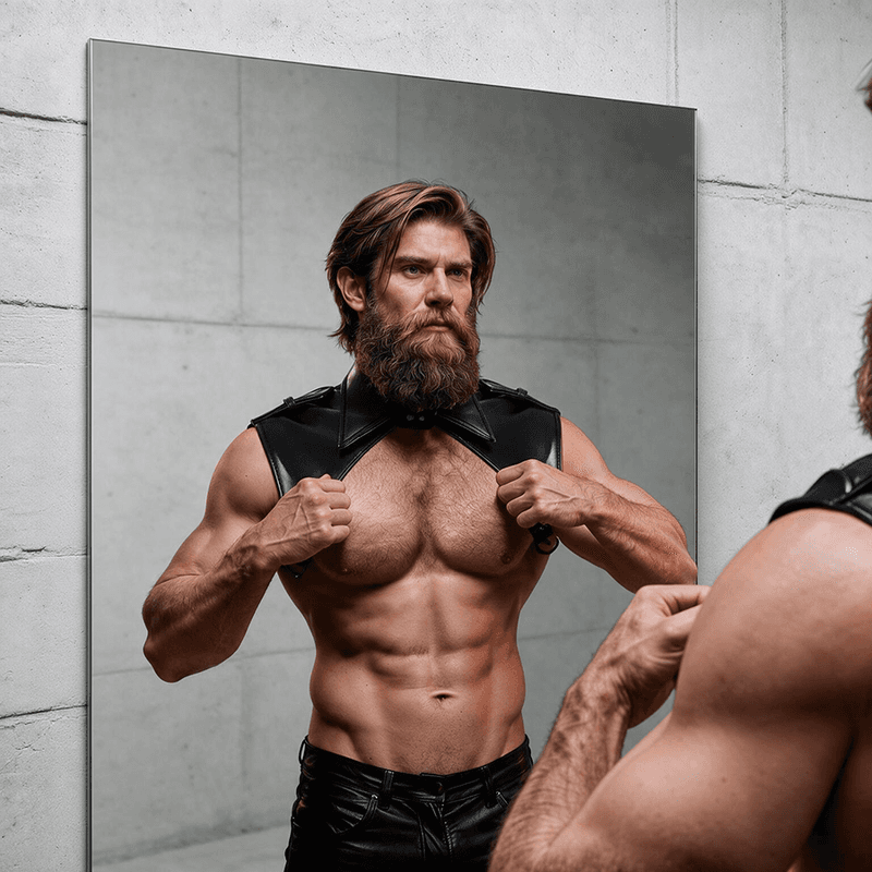 Fetish Submissive Attitude - Harnais de cou réglable en éco-cuir Brigade, photo 5