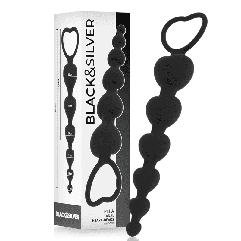 BLACK&SILVER Mila Chaîne anale 5 cœurs 18 cm - Noir