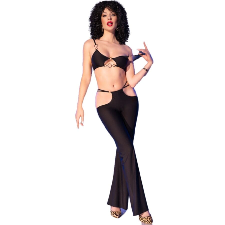 Chilirose Ensemble top et pantalon ajouré CR-4851 Noir et Doré - Taille S, photo 3