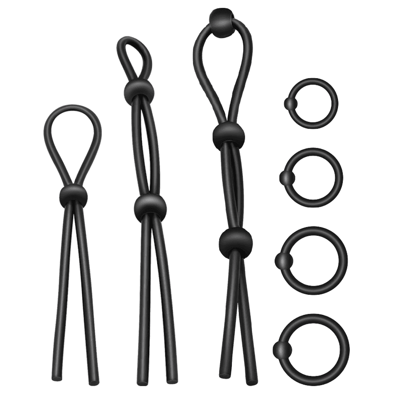 Addicted Toys Ensemble d'anneaux péniens flexibles en silicone 7 pièces Noir, photo 2