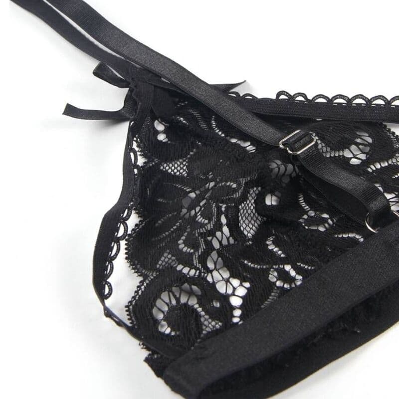 Subblime Ensemble 3 pièces soutien-gorge, porte-jarretelles et string Noir S/M, photo 3