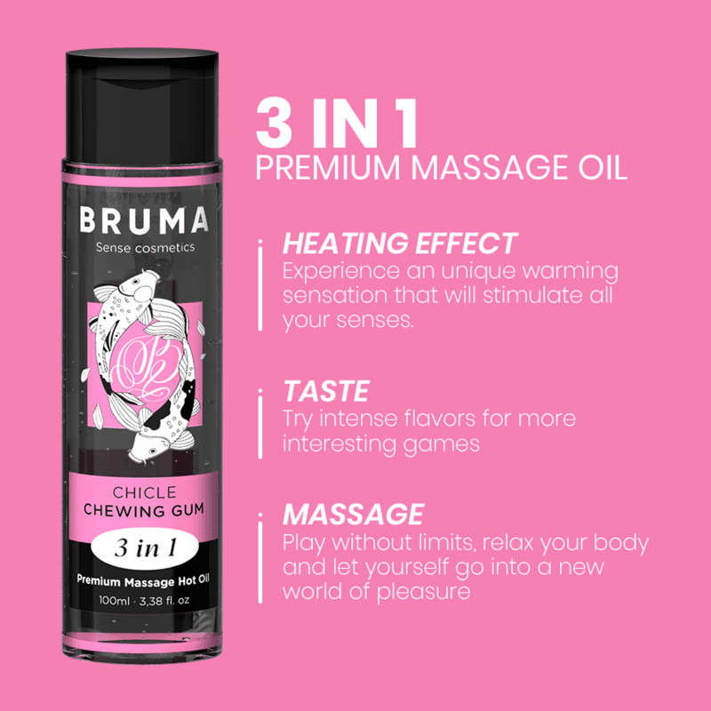 Bruma Huile de massage premium effet chaleur saveur gomme 3 en 1 - 100 ml, photo 4