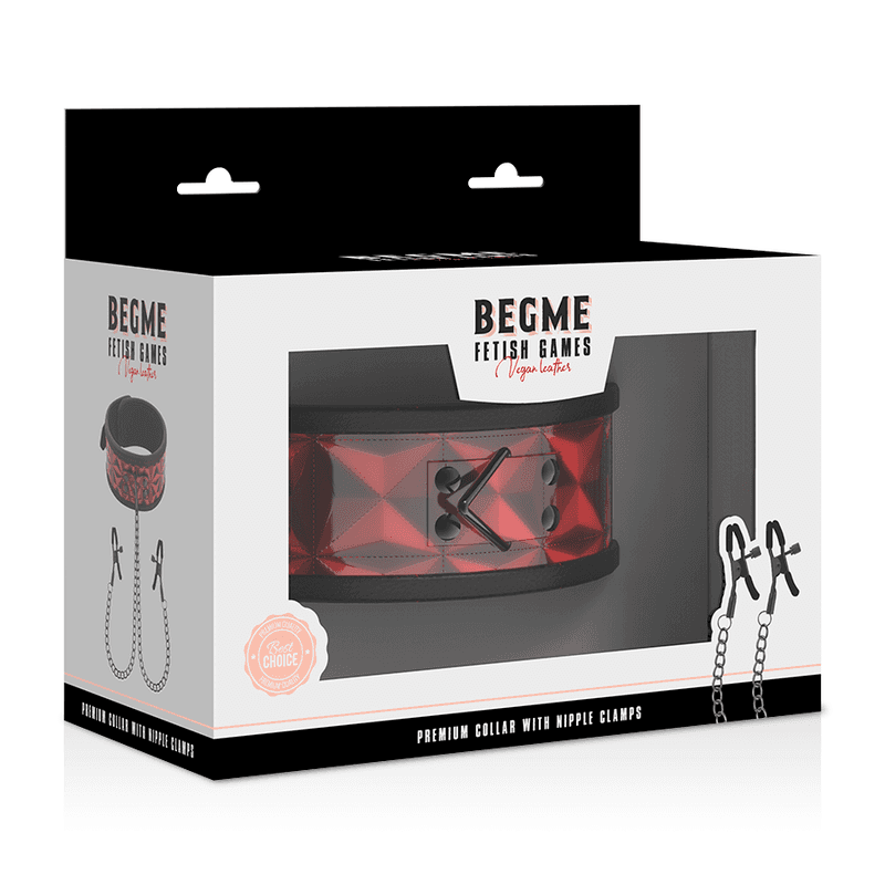 Begme Collier Red Edition avec pinces à tétons doublé néoprène - Rouge, photo 7