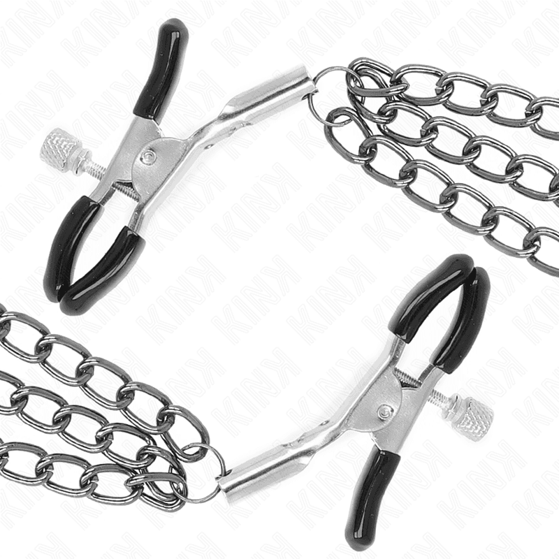 Kink Pinces à tétons avec 3 chaînes - Noir, photo 4