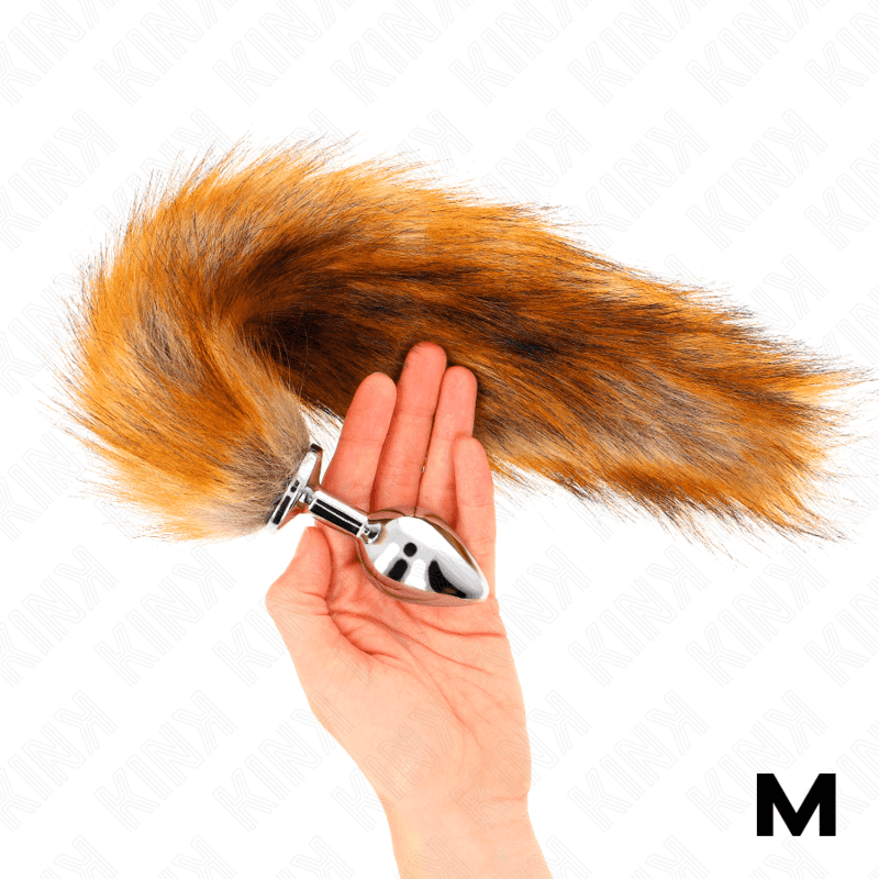 Kink - Plug anal en métal taille M avec queue synthétique 40 cm - Marron