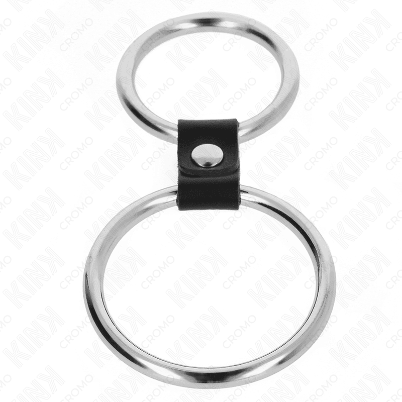 Kink Double anneau pénien en métal et cuir - 3,7 cm à 5 cm, photo 3