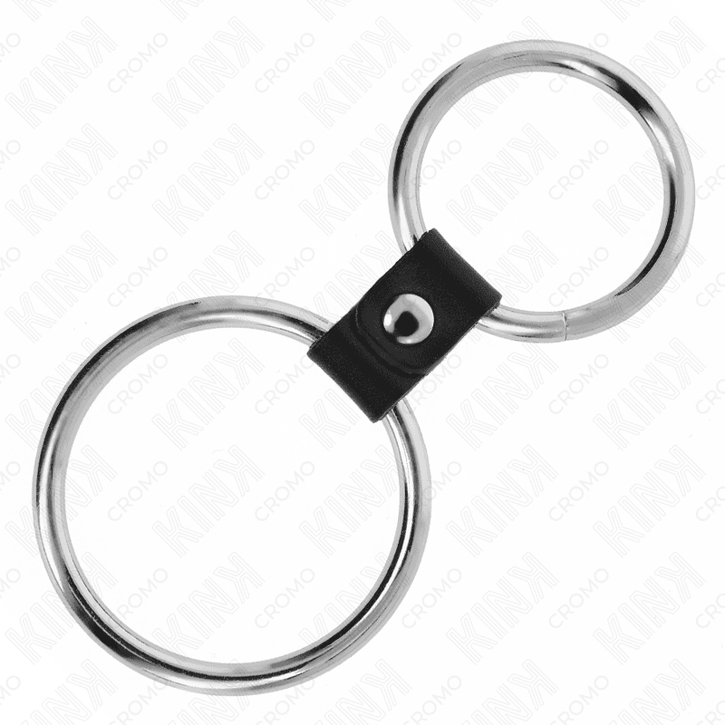 Kink Double anneau pénien en métal et cuir - 3,7 cm à 5 cm, photo 4